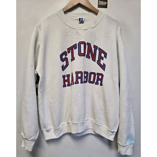 Vtg 90s Stone Harbor New Jersey Crew Neck Sweatshirt L Russell Athletic