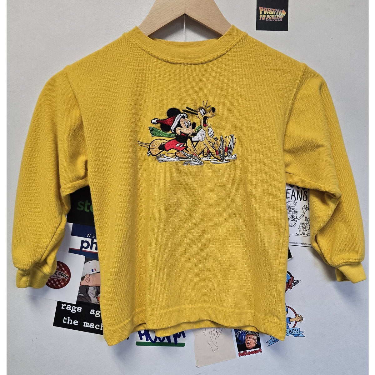 Vtg Mickey Mouse & Pluto Long Sleeve T Shirt 6 Ice Skating Disney