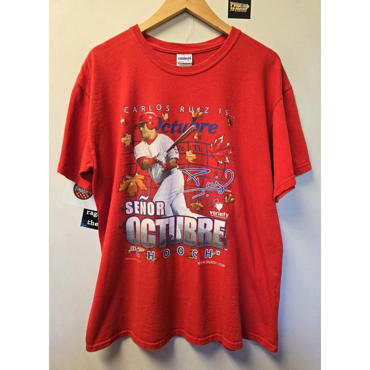 2000s Philadelphia Phillies Carlos Ruiz Senor Octubre T Shirt L MLB Baseball