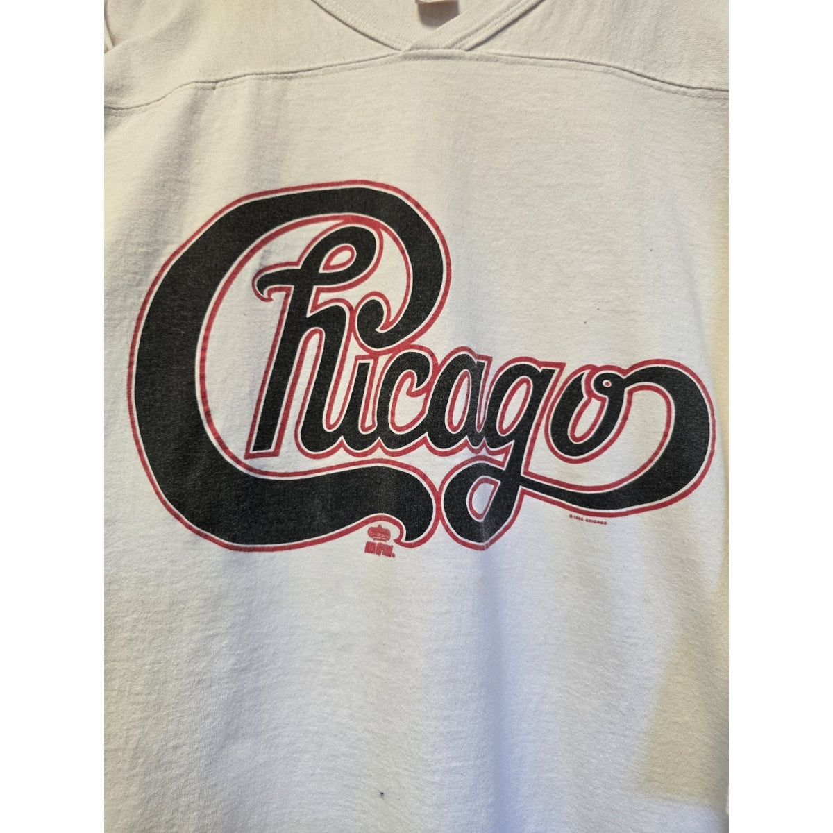 Vtg 90s Chicago V-Neck 3/4 Sleeve Band T Shirt L 1992 25 Anniversary Winterland