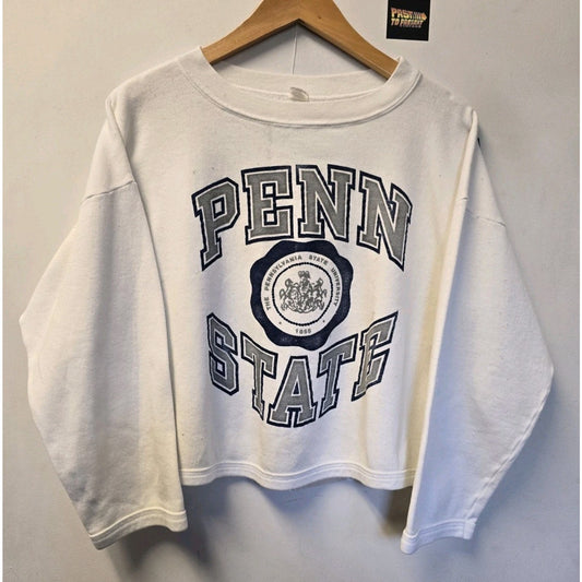 Vtg 80s Penn State University Cropped Crew Neck Sweatshirt One Size NCAA