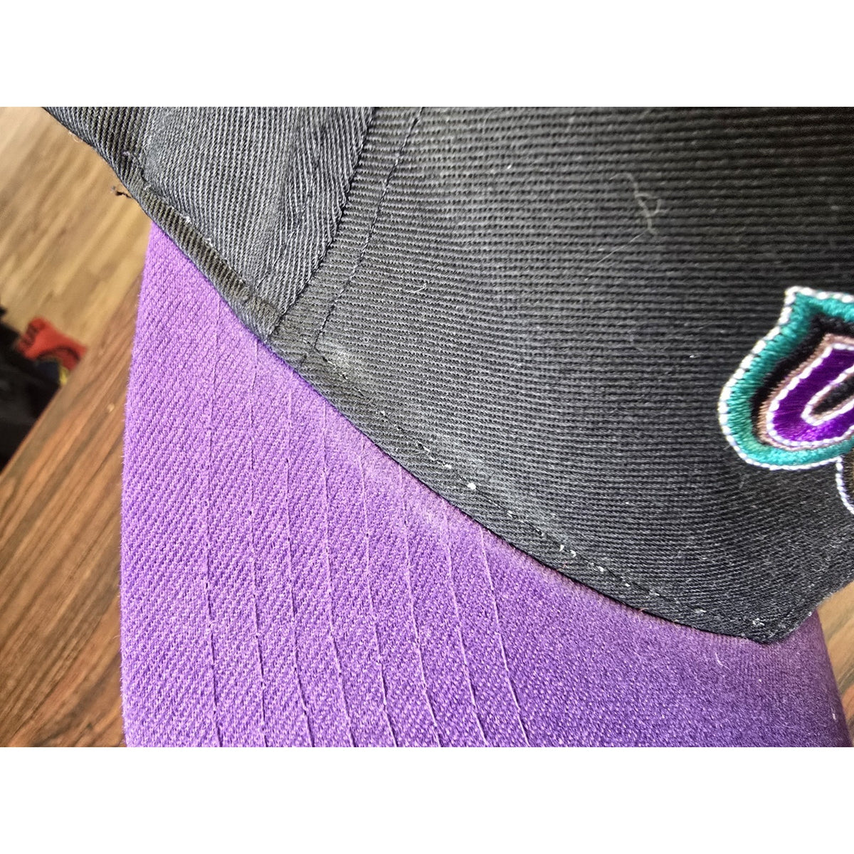 Vintage 90s Utah Jazz SnapBack Hat Mountain Logo Black Purple 2 Tone NBA Logo 7