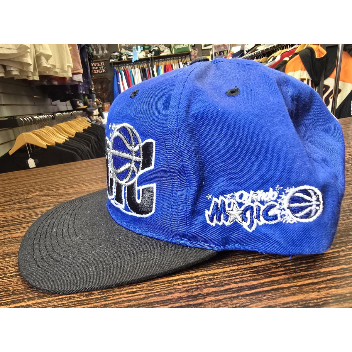 Vtg 90s Orlando Magic Wavy Spellout Snapback Hat NBA Basketball The G Cap