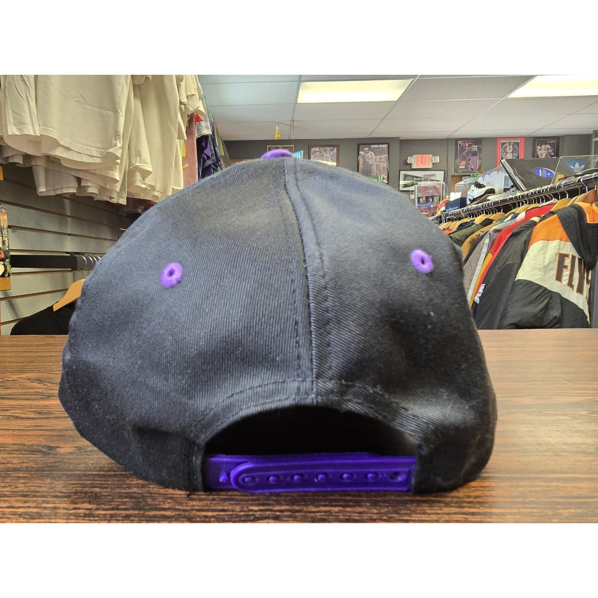 Vintage 90s Utah Jazz SnapBack Hat Mountain Logo Black Purple 2 Tone NBA Logo 7