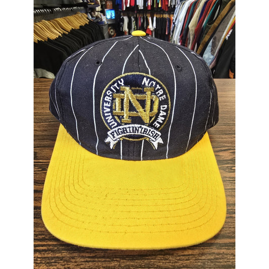 Vintage Notre Dame Fighting Irish Pinstripe Snapback Hat NCAA Starter