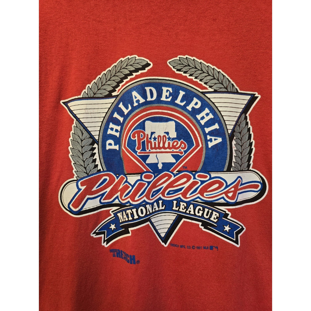 Vtg 90s Philadelphia Phillies T Shirt XL Single Stitch Trench