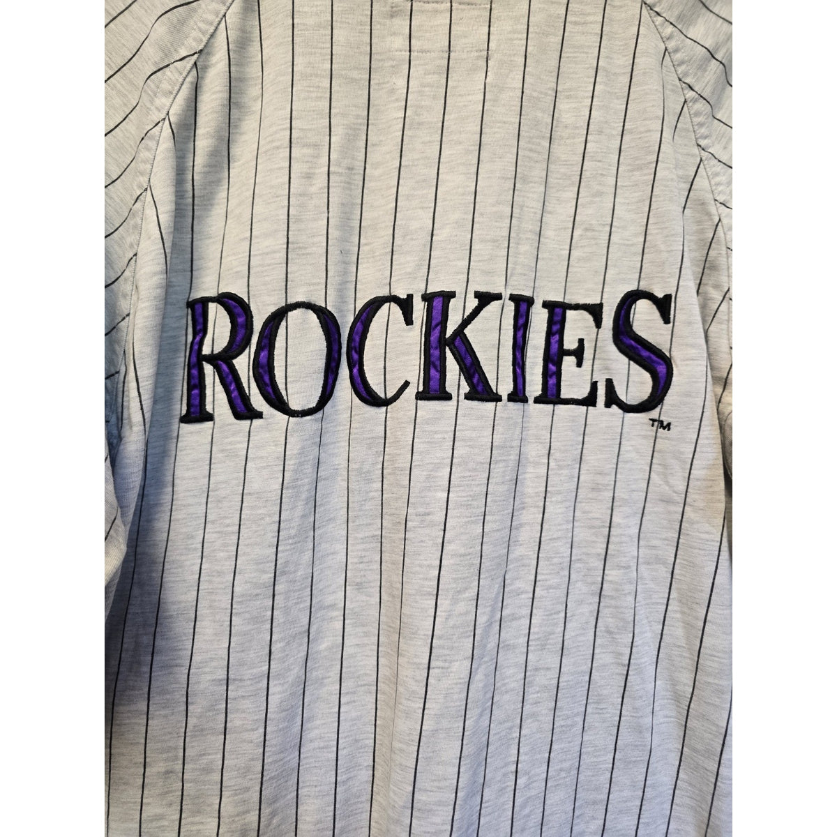 Vtg 90s Colorado Rockies Pinstripe Baseball Jersey XL MLB Baseball Starter
