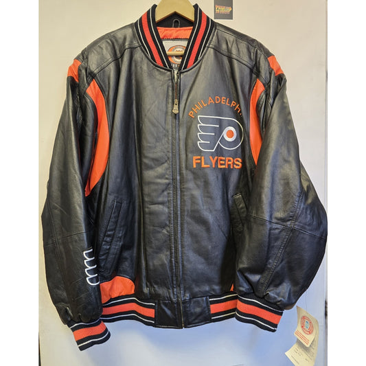 NWT Vtg Philadelphia Flyers Leather Jacket XL NHL Hockey G-III