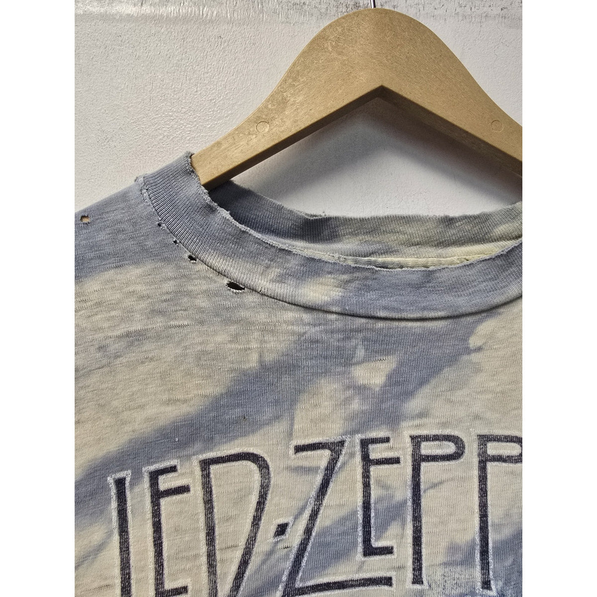 Vtg 80s Led Zeppelin Tie Dye Band T Shirt L Single Stitch Rock N Roll Thrashed