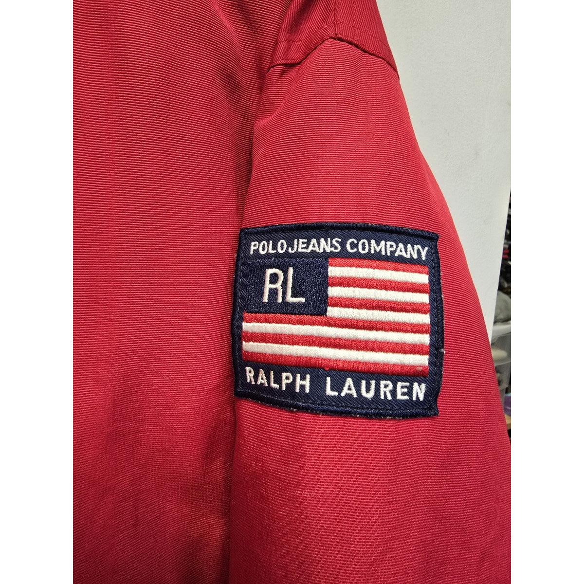 Vtg Polo Jeans Company Full Zip Winter Jacket S USA Flag Ralph Lauren