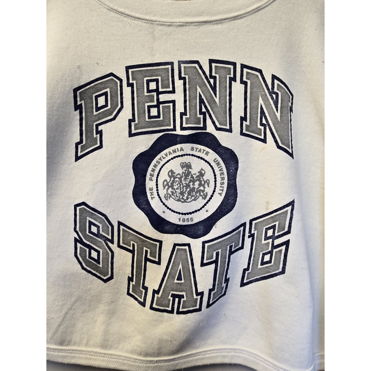 Vtg 80s Penn State University Cropped Crew Neck Sweatshirt One Size NCAA