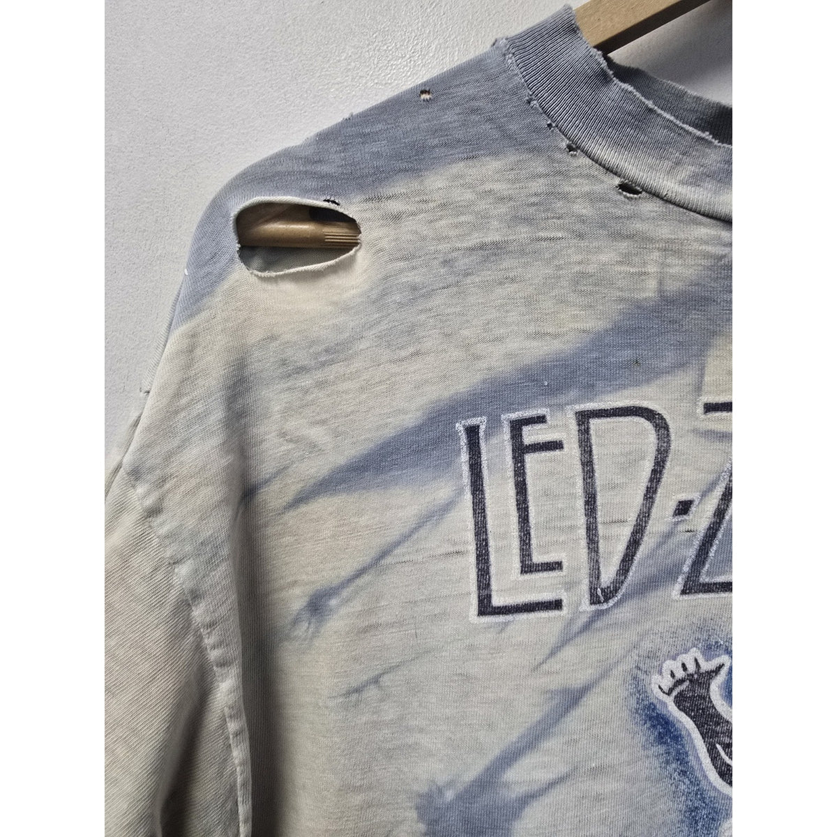 Vtg 80s Led Zeppelin Tie Dye Band T Shirt L Single Stitch Rock N Roll Thrashed