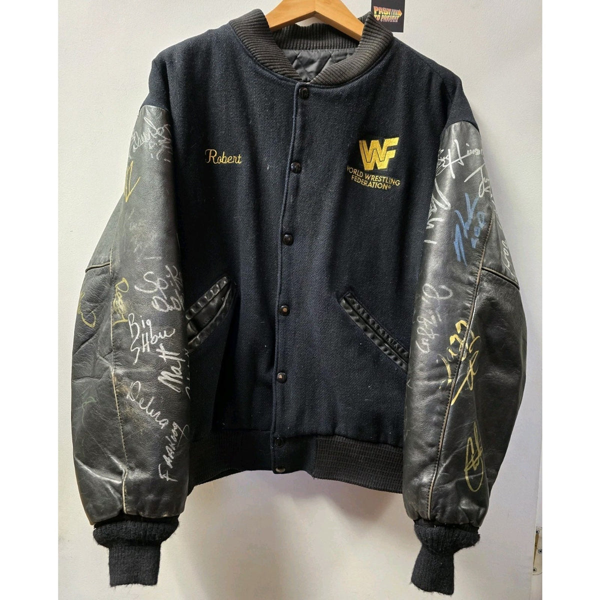 Vtg 90s WWF Wrestlemania XII Varsity Jacket L Autographed Hulk Hogan The Rock