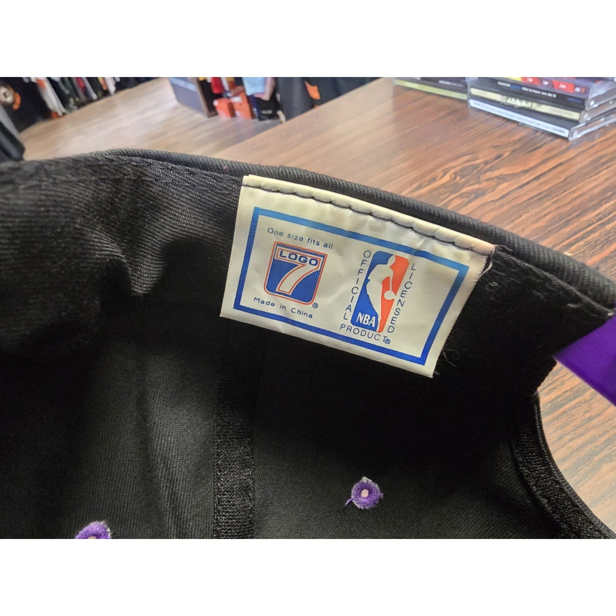 Vintage 90s Utah Jazz SnapBack Hat Mountain Logo Black Purple 2 Tone NBA Logo 7