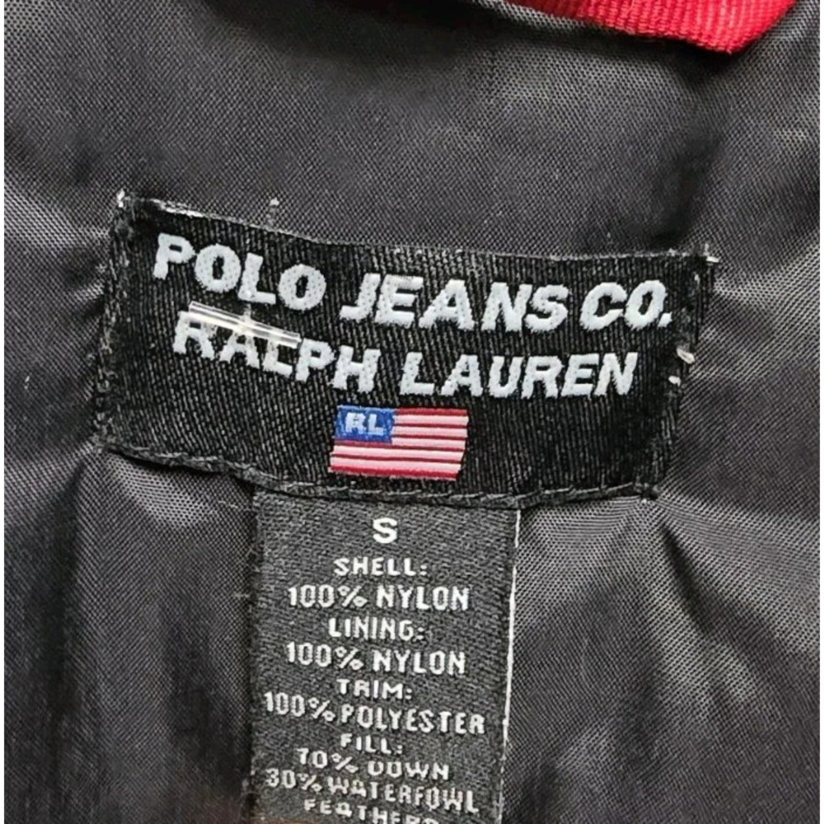 Vtg Polo Jeans Company Full Zip Winter Jacket S USA Flag Ralph Lauren