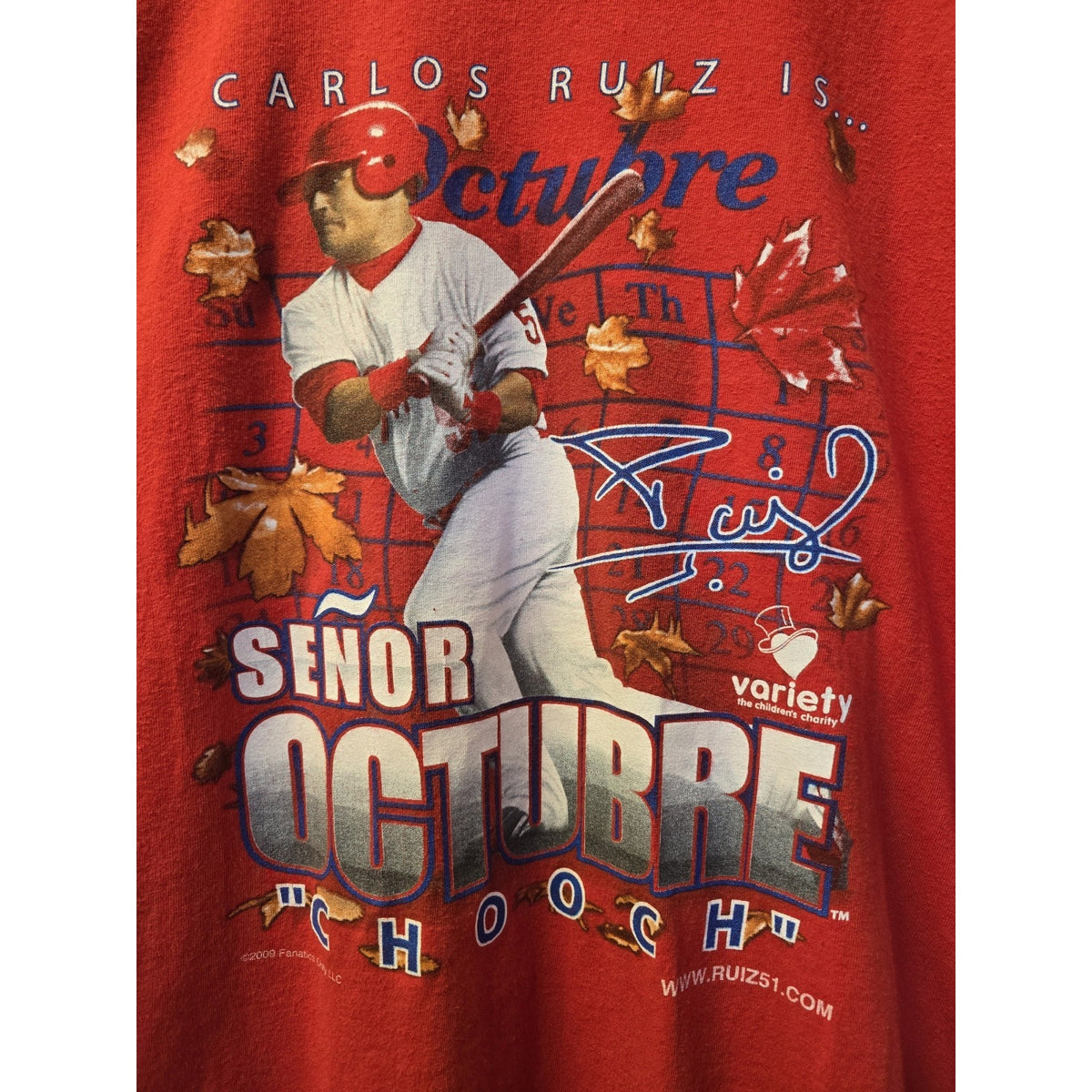2000s Philadelphia Phillies Carlos Ruiz Senor Octubre T Shirt L MLB Baseball