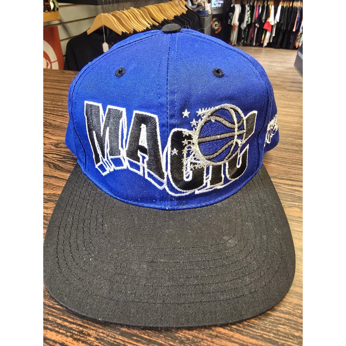 Vtg 90s Orlando Magic Wavy Spellout Snapback Hat NBA Basketball The G Cap