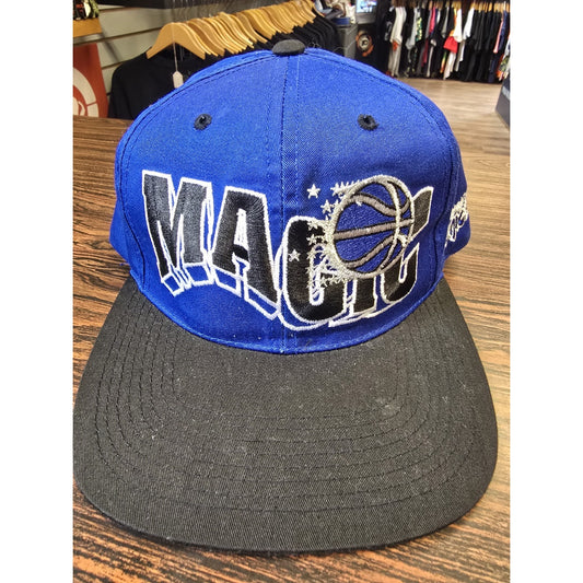 Vtg 90s Orlando Magic Wavy Spellout Snapback Hat NBA Basketball The G Cap
