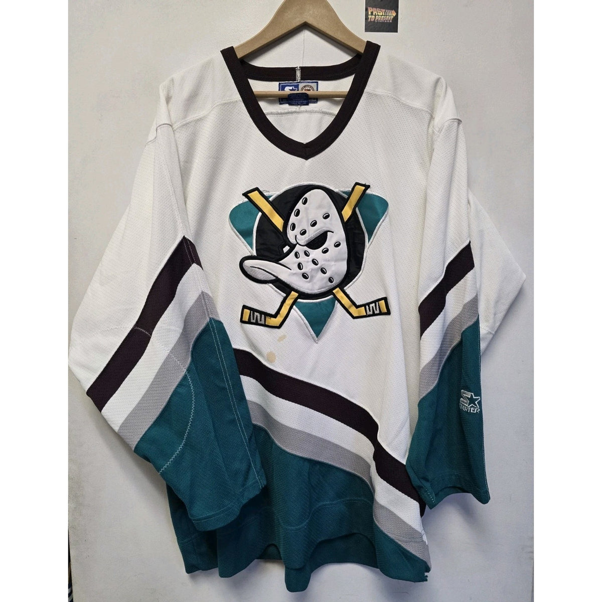 Vtg 90s Anaheim Mighty Ducks Jersey L NHL Hockey Starter