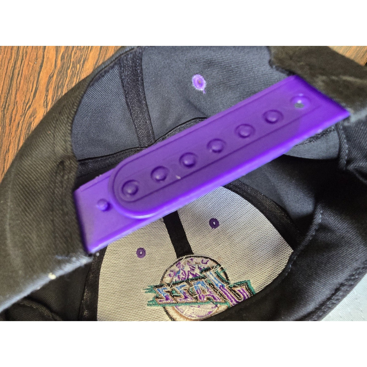 Vintage 90s Utah Jazz SnapBack Hat Mountain Logo Black Purple 2 Tone NBA Logo 7