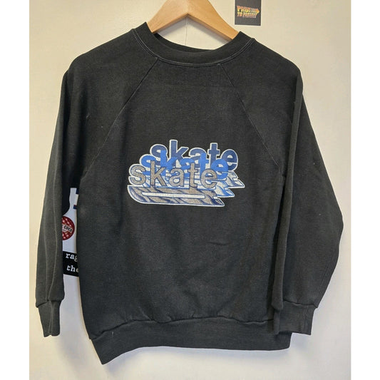 Vtg 80s Ice Skate Crew Neck Sweatshirt S 34-36 Sportswear