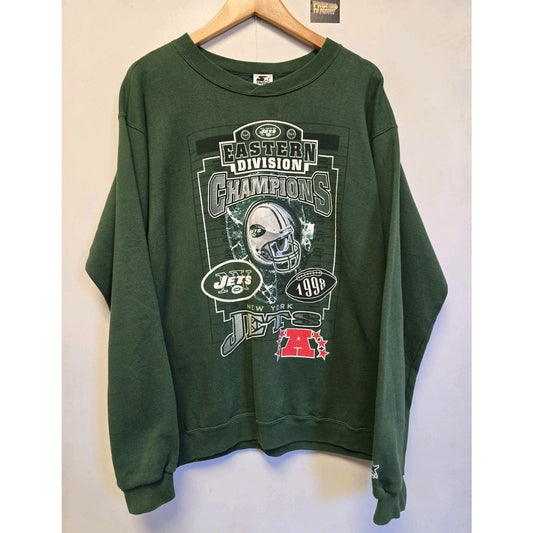 Vtg 90s New York Jets Eastern Div Champs Crew Neck Sweatshirt Youth XL Starter