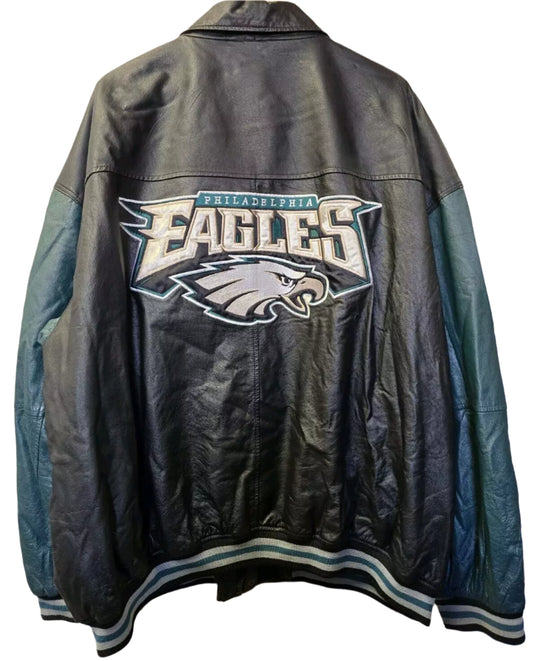 Vtg Philadelphia Eagles Leather Jacket 3XL NFL Gameday