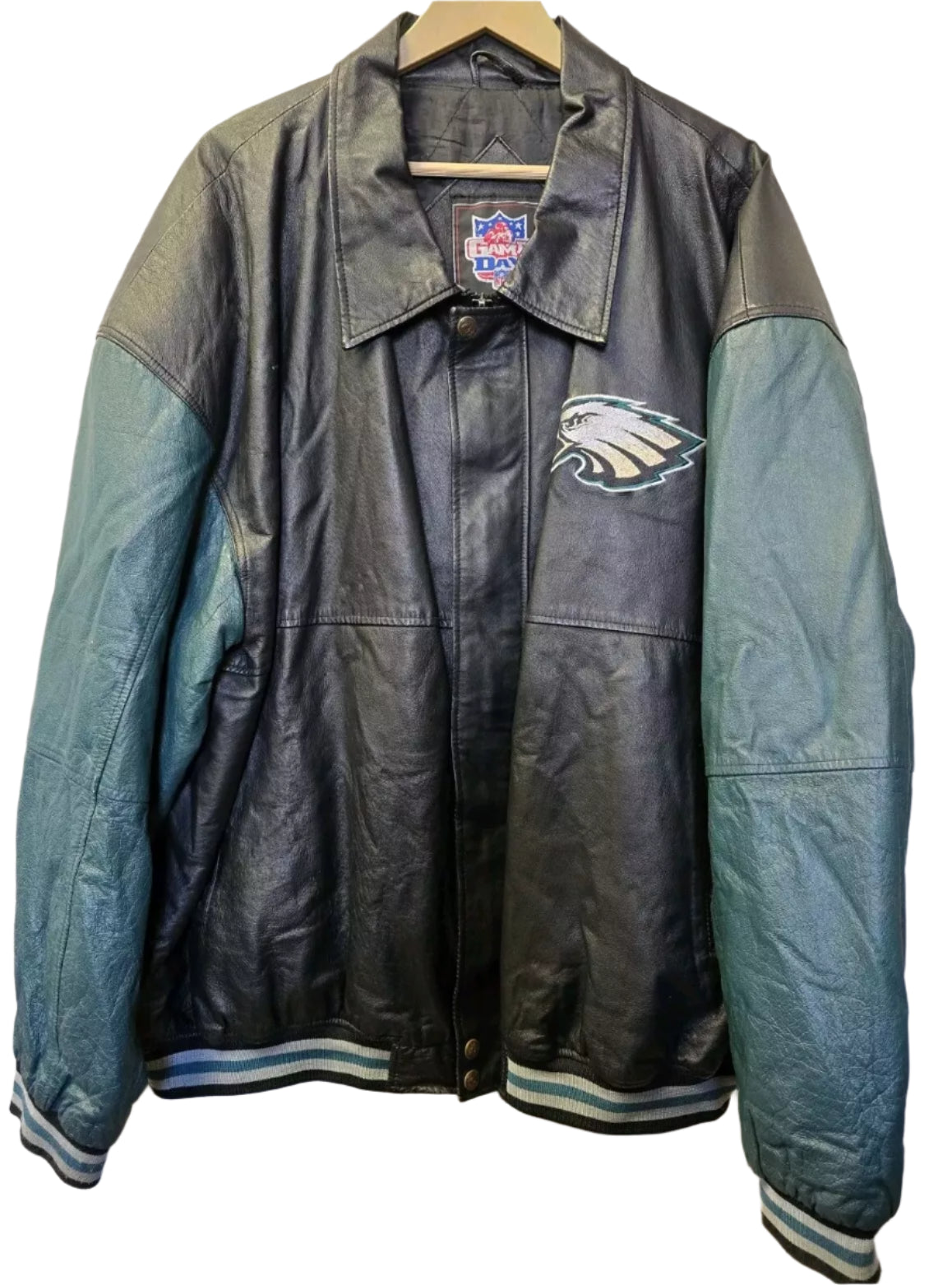 Vtg Philadelphia Eagles Leather Jacket 3XL NFL Gameday