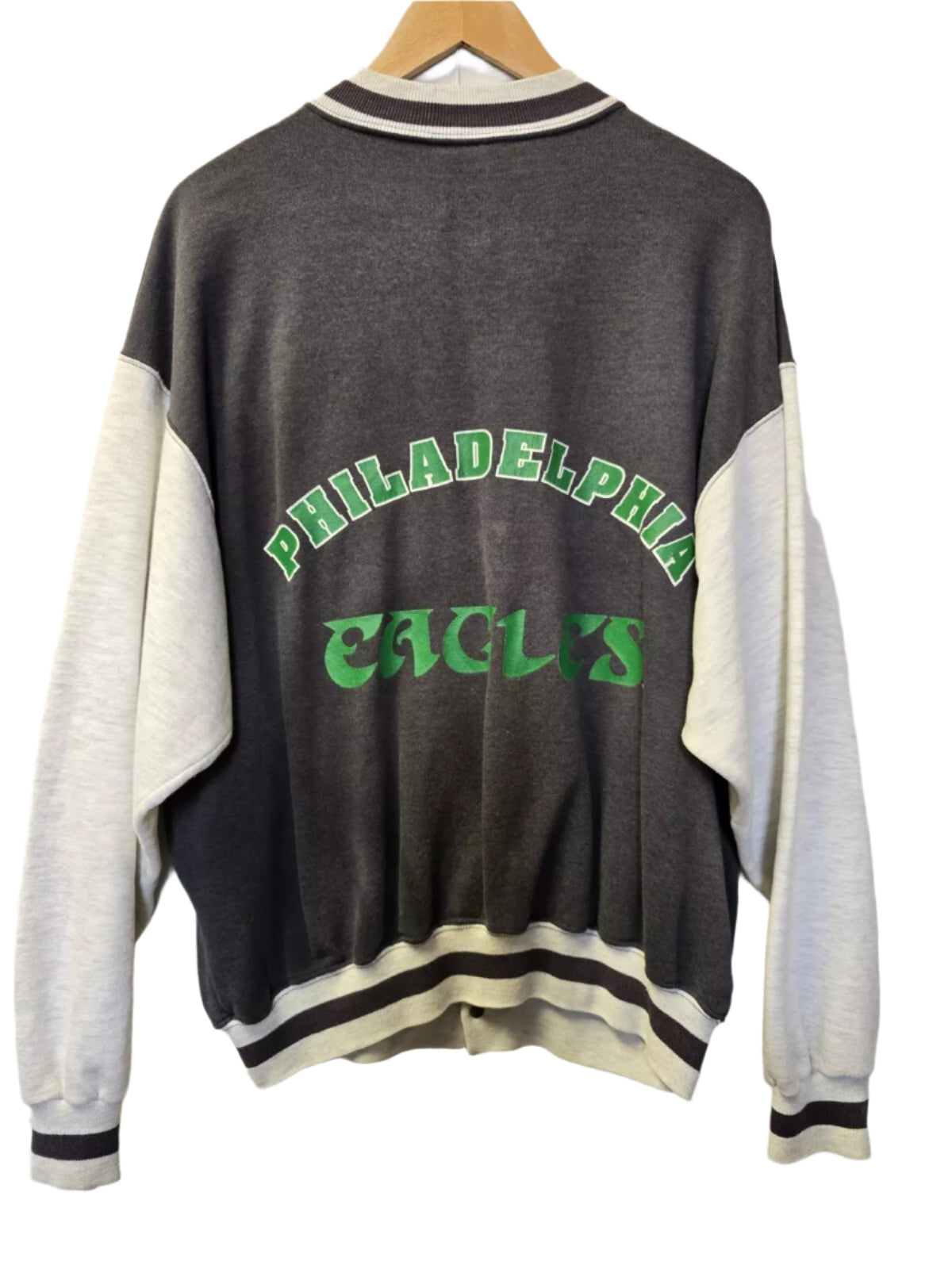 Philadelphia Eagles Button Up Varsity Jacket Sweatshirt