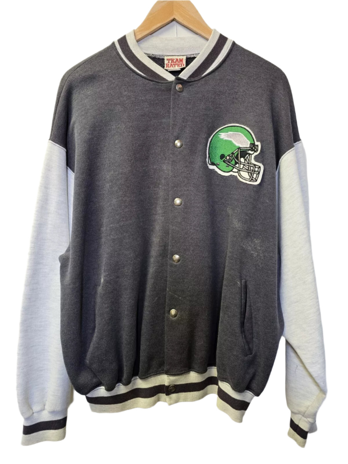 Philadelphia Eagles Button Up Varsity Jacket Sweatshirt