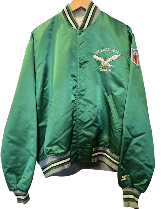 90s Philadelphia Eagles Satin Jacket XL Kelly Green NFL Starter